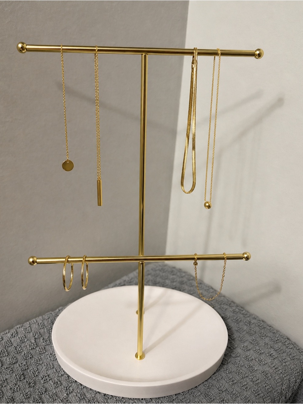 Gold and White Jewelry Stand Organizer